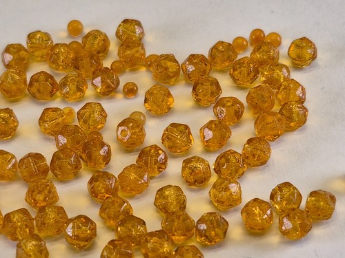 Antique Glass Orange Faceted Crystal Chandelier Lamp Shade Craft Jewelry Beads - Afbeelding 21 van 24