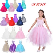 UK Girl Lace Junior Wedding Bridesmaid Dress Formal Party Evening Prom Ball Gown
