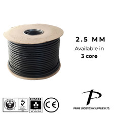 Black Flexible PVC Round Cable 2 & 3 Core 0.75-2.5mm Electrical Wire Black Flex