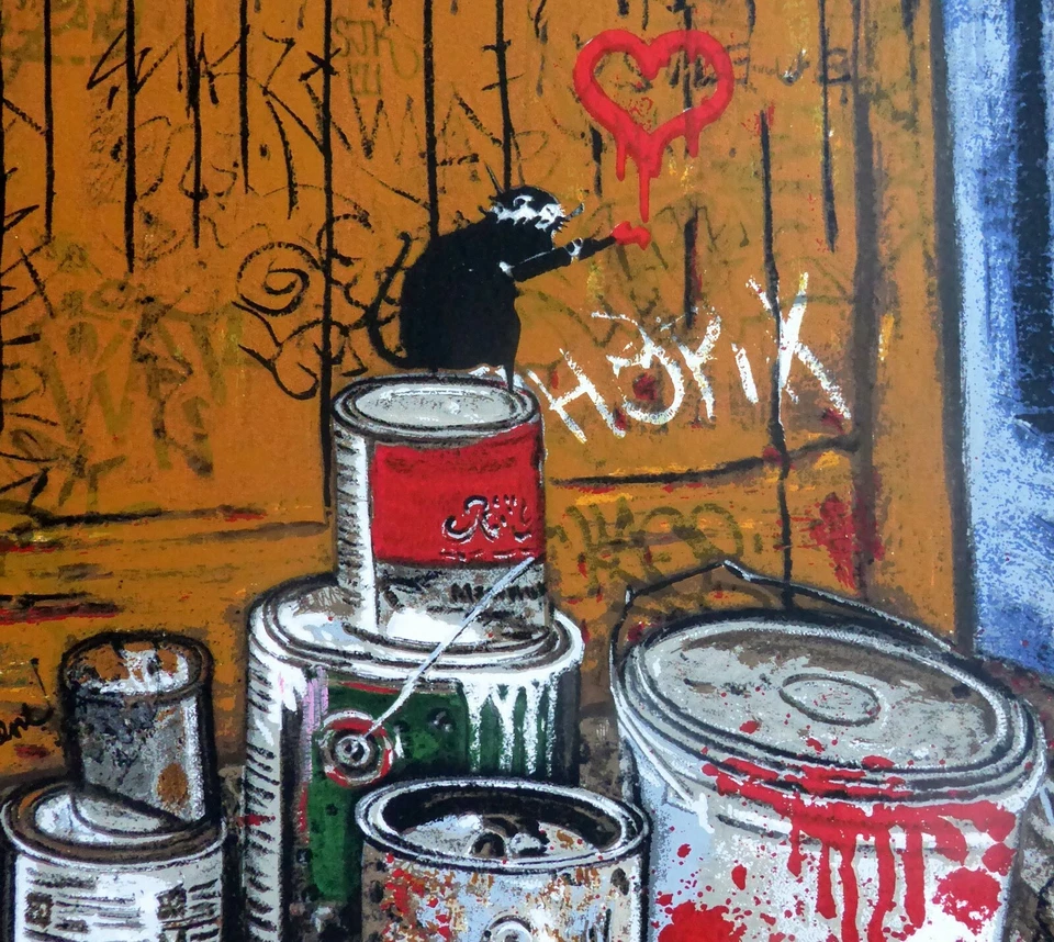 MR BRAINWASH Vincent Vandal 2023 EMBELLECIDO A MANO FIRMADO Serigrafía XXL Graffiti Foto 4 de 4