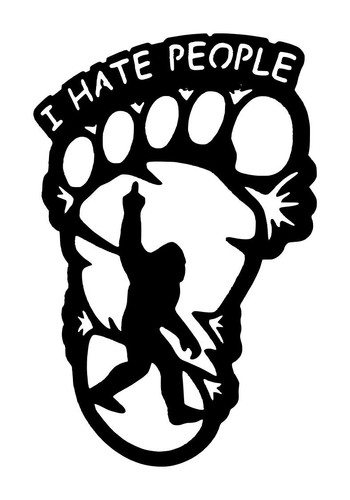 Calcomanía Bigfoot I Hate People #2 4,25"x6,5" elige el color - Imagen 1 de 2