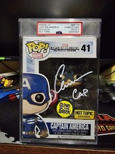 PSA Graded Chris Evans Signed Funko Pop Captain America The Winter Soldier GITD 
