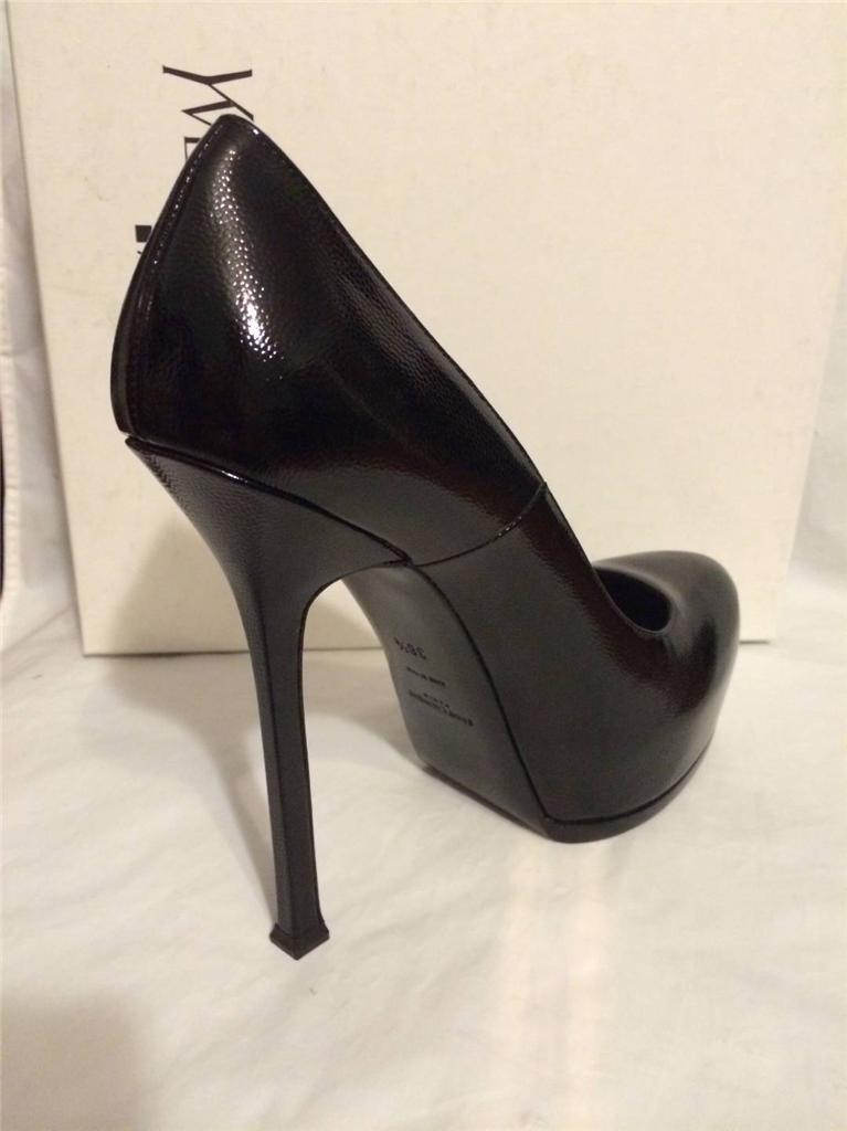 YSL Yves Saint Laurent Tribtoo Tribute Two Patent Platform Pump Shoes Heels $795