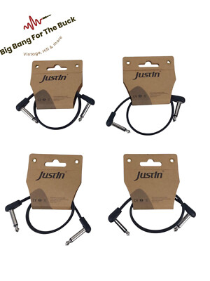 4x Flat Patch Kabel Patchkabel RockBoard Schwarz 30cm 3,6mm Klinke Winkelstecker