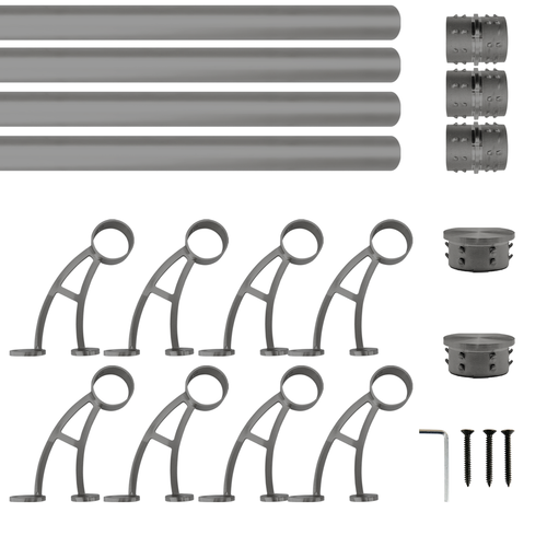 Kit de riel de pared de montaje en pared de barra de tubo de acero inoxidable gris oscuro de 2" OD - FEC - Imagen 89 de 128