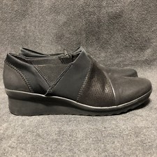 Clarks Cloudstepper Shoes Women Size 8 Caddell Denali Loafer Black Slip On Wedge