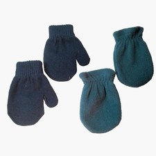 Infant Knit Fleece Mittens Blue Lot 2 Pair