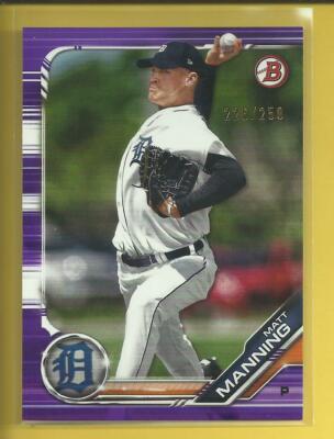 Matt Manning RC 2019 Bowman Prospects PURPLE Rookie #'d / 250 Detroit Tigers MLB