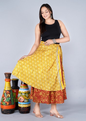 Indischer Vintage Sari Seide Wickelrock Bohemian für Frauen Bohemian Großhandel - Bild 7 von 15