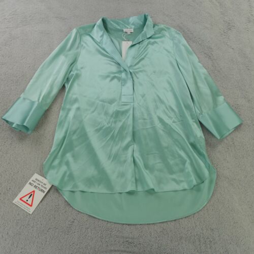 Dea Kudibal Top Womens XL Mint Green Mulberry Silk Kami Popover Blouse