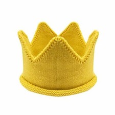 Wrapables Baby Birthday Party Knitted Crown Headband Beanie Cap Hat, Yellow