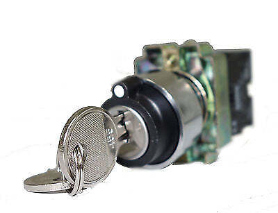 SUNS PBM22-SK3M-B-P7 22mm Key Selector Switch Metal 3-Position Maintained 2NO
