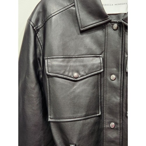 NWT Rebecca Minkoff Vegan Leather Belted Shirt Jacket, M - Picture 5 of 12