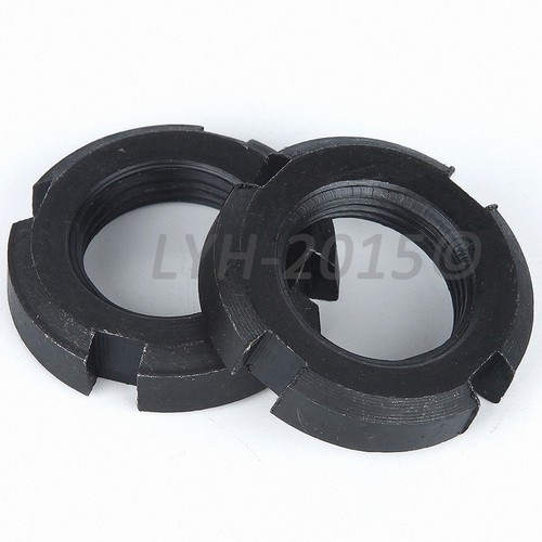 M10 to M60 Round Locknut Slotted Nuts Retaining Castle Nut Black Zinc