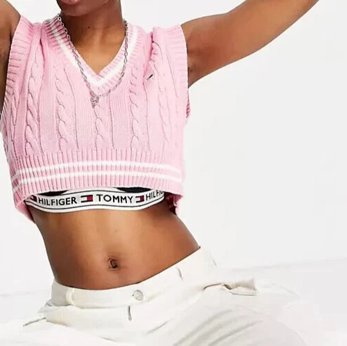 Tommy Hilfiger Pink Cropped Vest Waistcoat. eBay