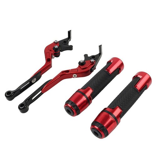 For Suzuki GSXR600/GSXR750 GSXR1000 Handlebar Grips Brake Clutch Levers Sets Red - Picture 9 of 10