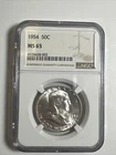 1954 Franklin Half Dollar 50C Gem Uncirculated NGC MS65