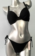 Victoria's Secret Swim Nwt Bikini Set Black Textured Top Side Tie Cheeky Bottom