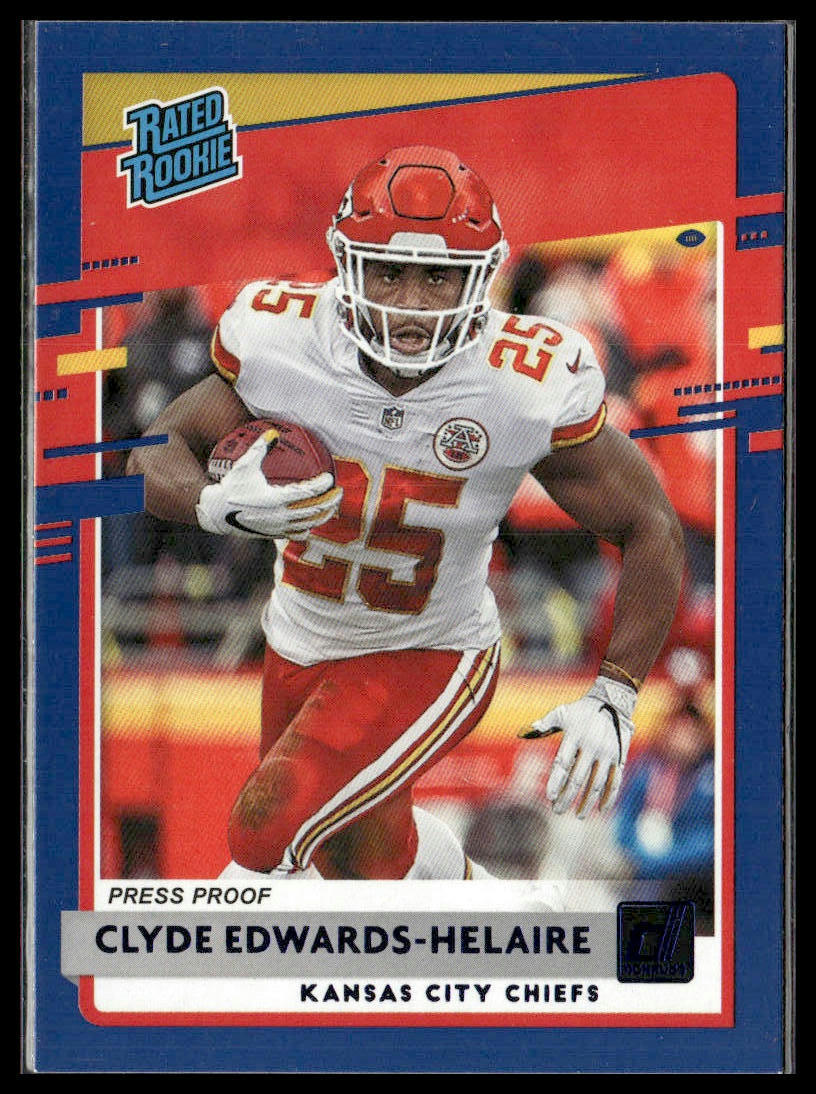2020 Donruss #321 Clyde Edwards-Helaire Press Proof Blue Kansas City Chiefs