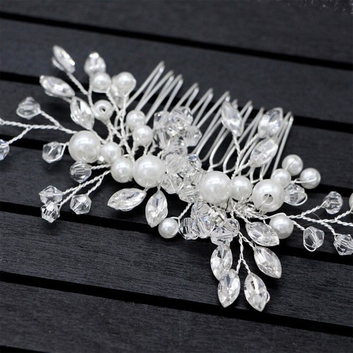 Women Crystal Hair Comb Pins Clip Slide Flower Bridal Hair Accessories Hair Clip - Picture 4 of 9