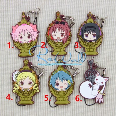 Puella Magi Madoka Magica Anime Figure Rubber Strap Keychain Keyring Phone Charm