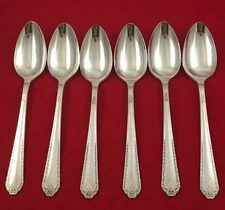 Lot Of 6 National Silver Co TWELVE Pattern Silverplate Teaspoons 6"