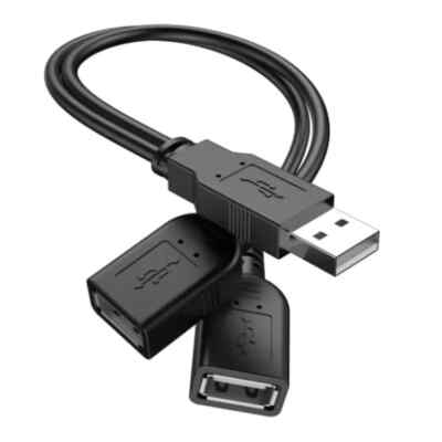 Cable Adaptador USB2.0 a Macho a 2 USB Doble Hembra Cable De Alimentación Jack Y