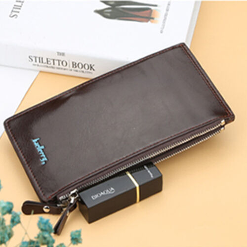 Men Women Bifold Leather Credit Card Holder Long Double Zipper Wallet Clutch US - Picture 20 of 23