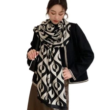 Cashmere Feel Scarf Women Wool Blend Pattern Printed Winter Thick Oversize