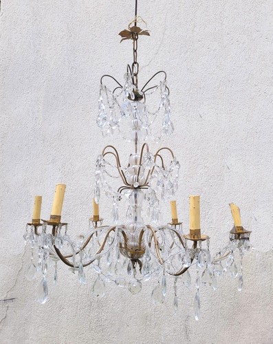 Lustre à Pampilles En Cristal, XXème Siècle - Foto 1 di 13