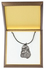 Poodle - Dog necklace in gift box, silver-plated locket for dog fan, striking pe