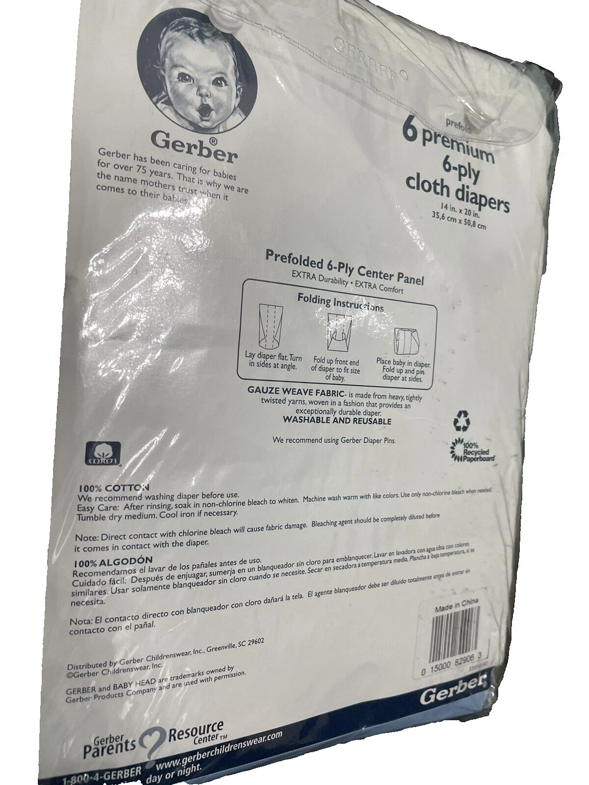 Gerber pañales de tela Bebé 100% Algodón