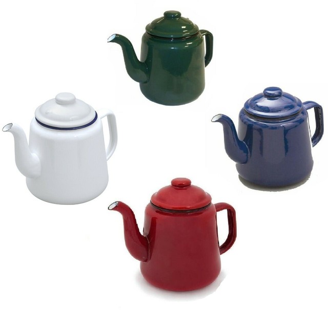 Tetera Falcon Esmalte Tradicional 14cm 1.5L Con Manija y Tapa Campamento Caravana Nueva