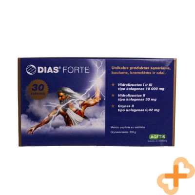 Dias Forte High Concentration Hydrolyzed Collagen Bones Joints Skin 30 Bags