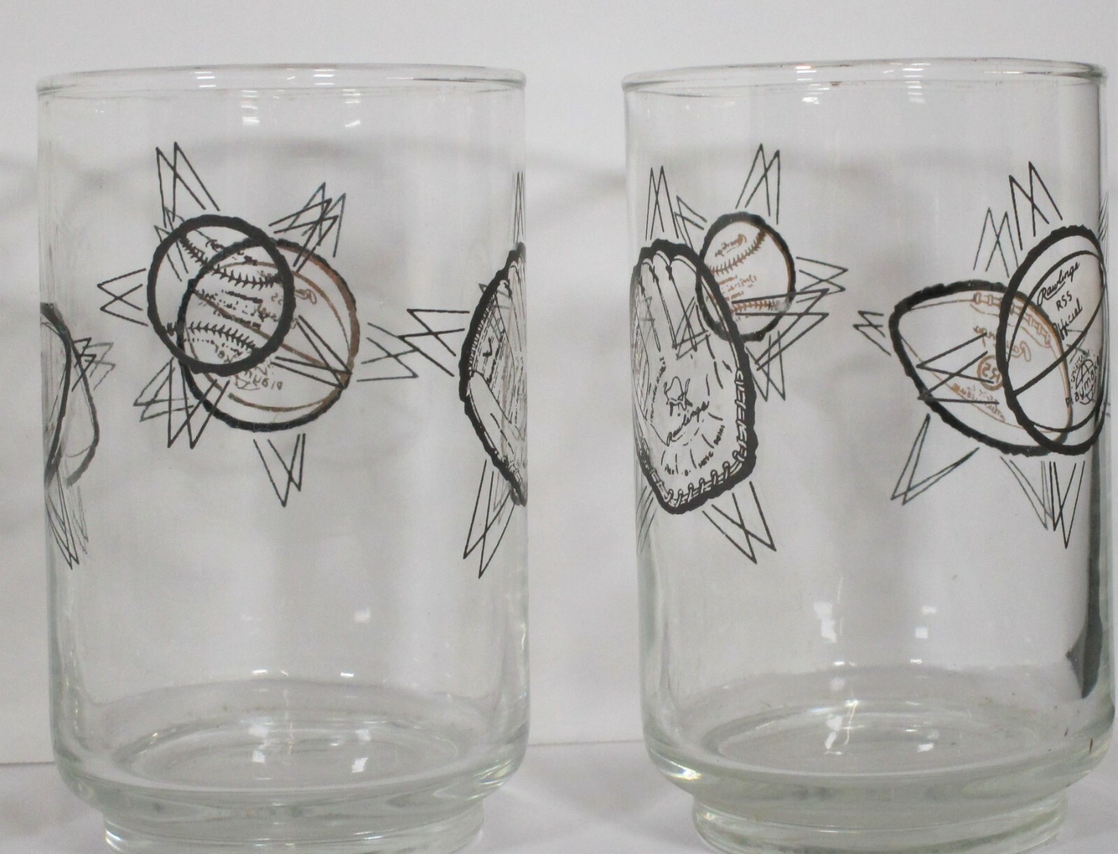 Rawlings Sports Drinking Glasses Set of 8 Vintage Basketball Football