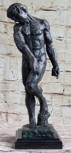 Clásico Rodin Adam Bronce Elegante Desnudo Figura Masculina Estatua Escultura Venta - Imagen 4 de 10