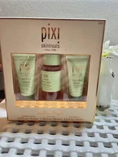 PIXI SKINTREATS  BEST OF BRIGHT 3PCS SET CLEANSER -TONIC-MUD MASK TRAVEL SIZE.
