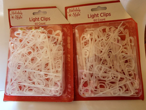 2 Pack Christmas light Clip Hooks Gutters Shingles Plastic 60 Ct (120 Ct) NEW