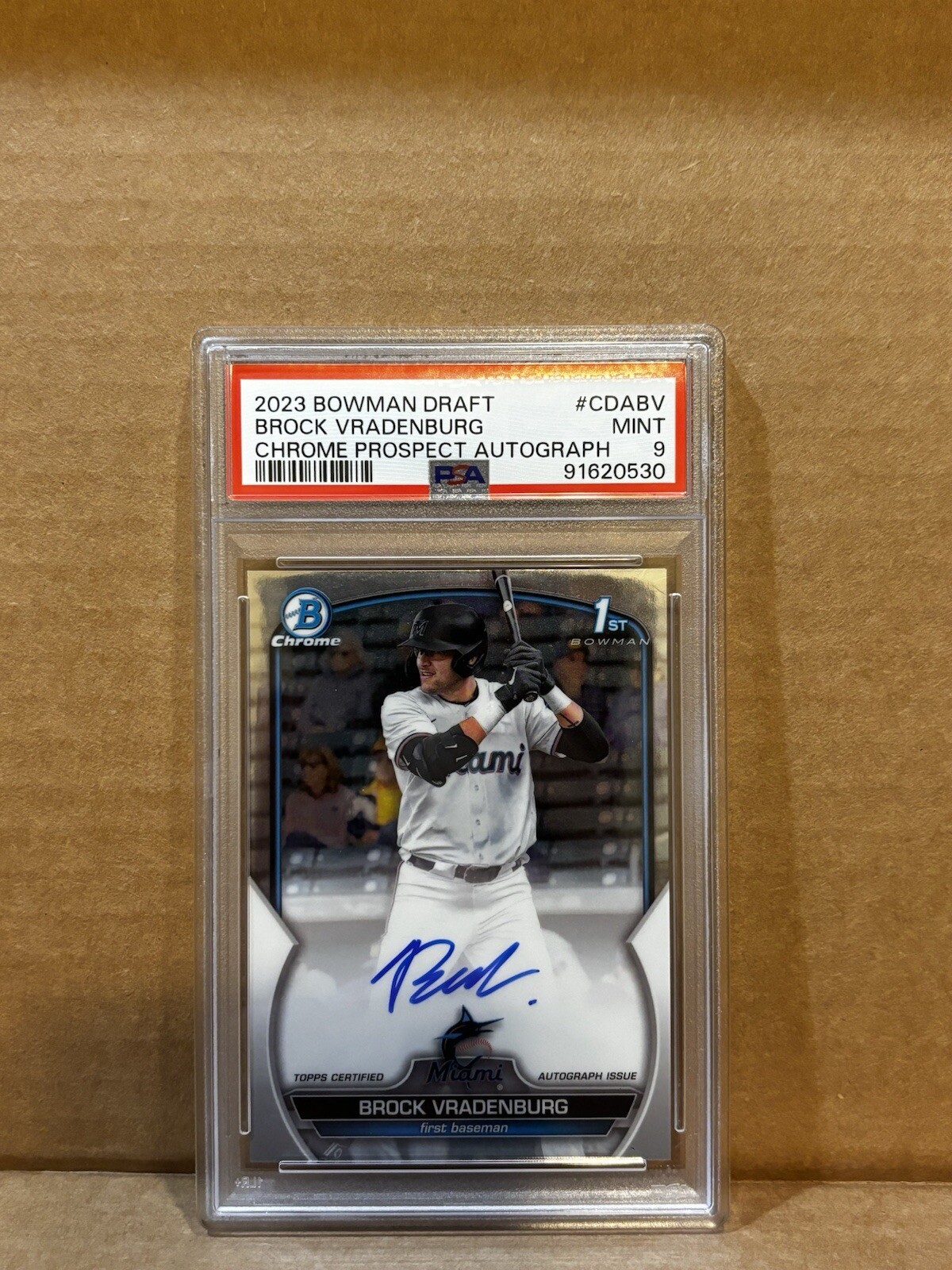 Brock Vradenburg 2023 Bowman Draft Chrome Autograph Auto Card #CDA-BV PSA 9