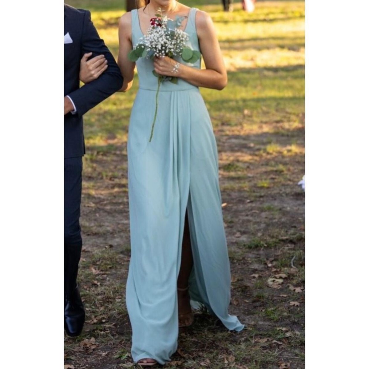 David’s Bridal dusty sage chiffon bridesmaid dress David's Bridal dusty sage chiffon bridesmaid dress, floor length | eBay