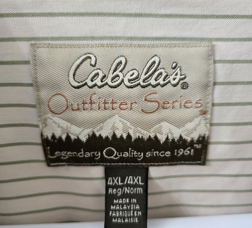 Cabelas Outfitter Series Men’s Long Sleeve Button Down Shirt Green Strip 4XL - Picture 4 of 9