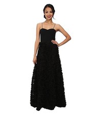 Nwot Black  Aidan Aidan Mattox   Bodice Rosette Ballgown Size  0