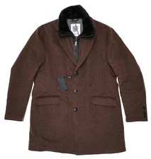 Gallotti 288442 Lora Piana Wool Overcoat Removable Shearling Collar Bib 48