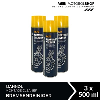 Mannol Montage Cleaner/Bremsenreiniger/Universalreiniger 3x500 ML = 1,5 Liter