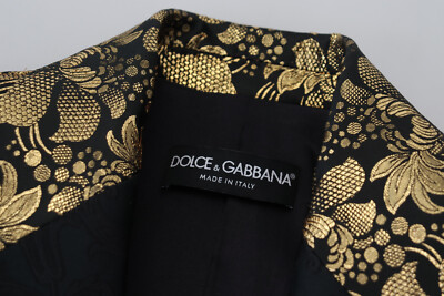 DOLCE & GABBANA Jacket Blazer Black Gold Jacquard Coat IT40