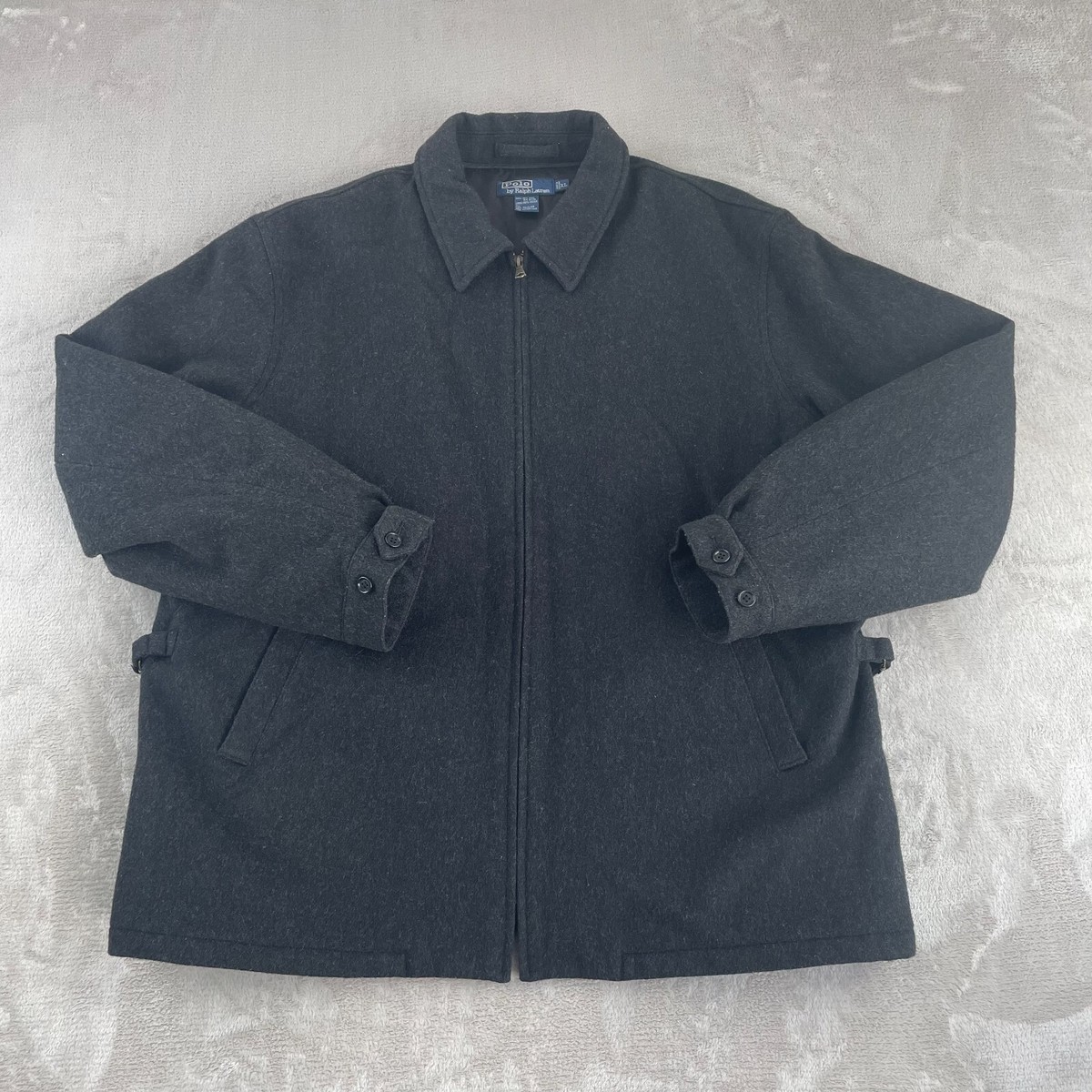Vintage Polo Ralph Lauren Jacket Men XL Charcoal Wool Full Vintage Polo Ralph Lauren Jacket Men XL Charcoal Wool Full
