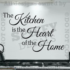 THE KITCHEN IS THE HEART OF THE HOME Quote Words Vinyl Wall Decal Decor Sticker 