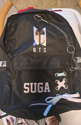 BTS - Bangtan Boys | Rucksack |  Suga-Min Yoongi | Schwarz mit Schnalle + Kette