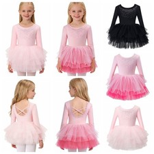 Girls Ballet Cha-Cha Skirted Athletic Ballerina Stage Performance Tutu Dress