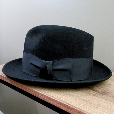 Resistol Felt Fedora HAT 7 1/8 Self-Conforming Melorol Black USA
